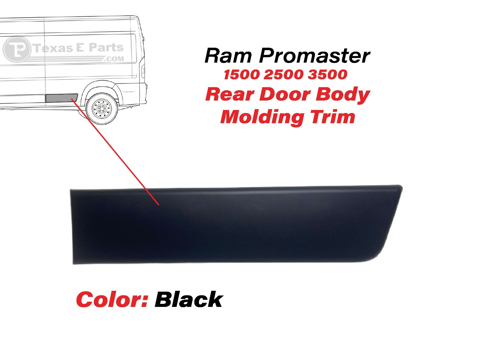 New Fits 2019-2023 Ram Promaster Extended Left Rear Side Body Trim Local Pickup