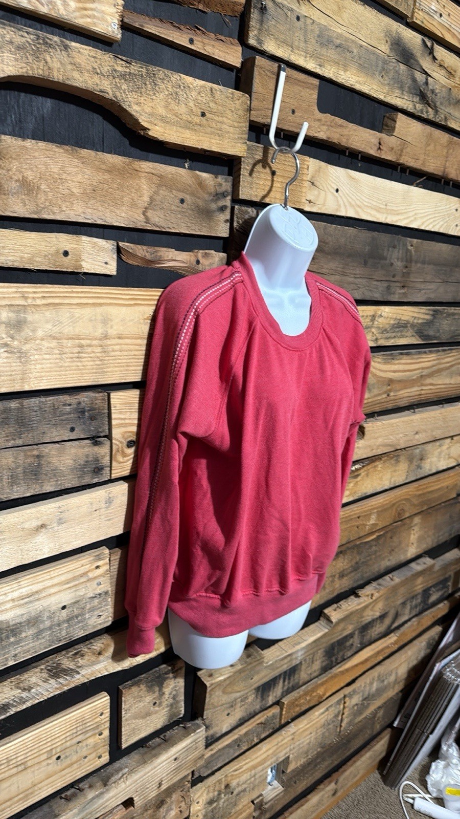 Anthropologie Sundry Boho Red Stitched Raglan Sweatshirt Size 1 (Small)