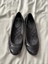 INC International Concepts Sequin Ballet Flats Black Zumba 8 1/2