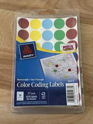 Avery Rainbow Pack Color Coding Dots 3/4 Round Labels Vintage