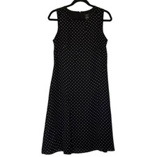 Ann Taylor Black White Fit & Flare Polka Dot Dress Size 4