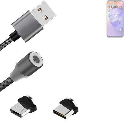 Daten-Lade-Kabel für Tecno Spark 9T mit USB-Typ C und Micro-USB-Adapter