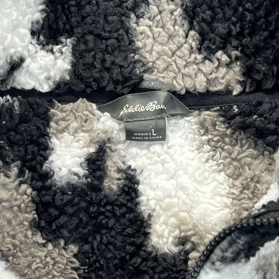 Eddie Bauer Mujer 1/4 Cremallera Sherpa Polar Chaqueta Negro Gris Blanco Camuflaje L Foto 4 de 4