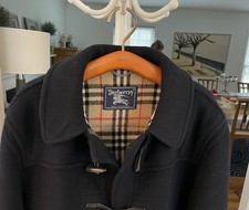 Burberry Mens Duffle Coat, Navy Size XL