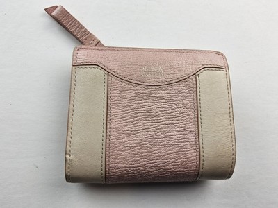Nina Ricci Leather Folding Snap Two Tone Pink Wallet