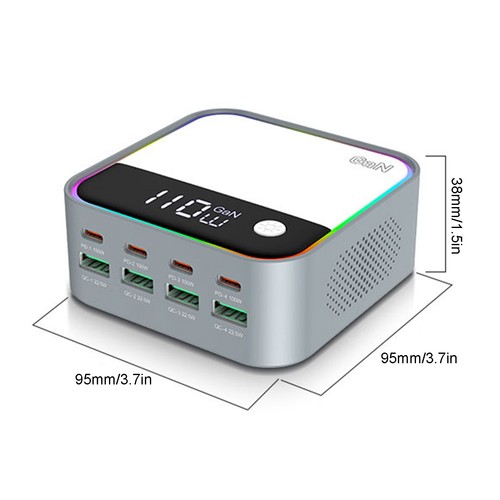 Station de Charge Rapide 120W 8 en 1 Chargeur GaN avec Lumière Respirante Coloré PVKA - Photo 12 sur 13