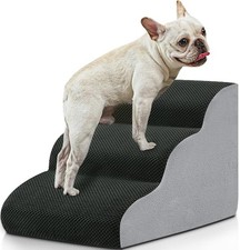BOMOVA DOG STAIRS TO BED 3 STEP NON-SLIP PET STAIRS FOR HIGH BED COUCH - GRAY