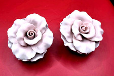   Vintage Pink Porcelain Rose Salt  Pepper Shakers - Mid-Century