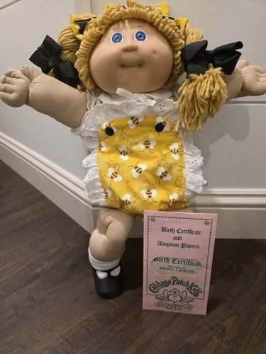 💛Cabbage Patch Kid~Krista Lanette~1985~Yellow Pigtails~Homemade Bee Outfit!