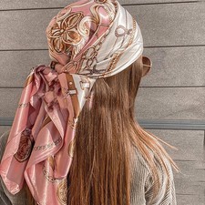 90 90cm Square Silk Scarves Women Hijab Shawls Fashion Print Kerchief Femme Head