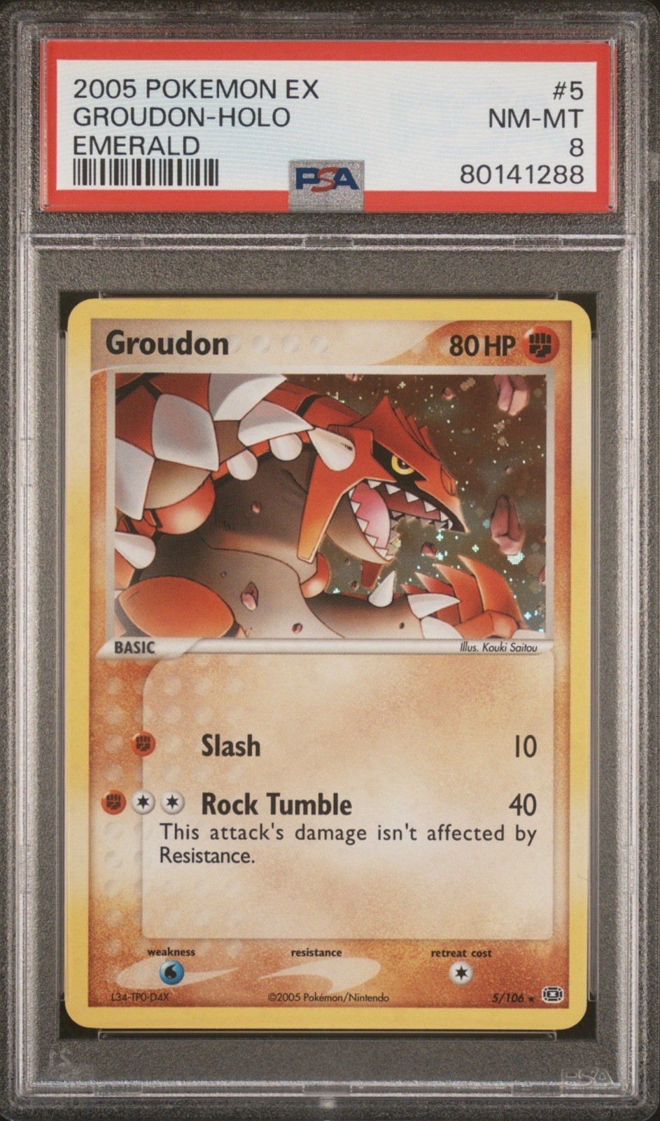 Pokemon Groudon 5/106 Emerald Holo PSA 8