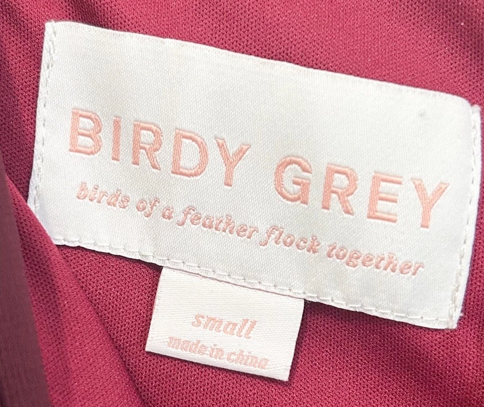 Maxi Vestido Gris Pájaro Spence Pequeño Rojo Borgoña Gasa Convertible Dama de Honor Foto 3 de 4