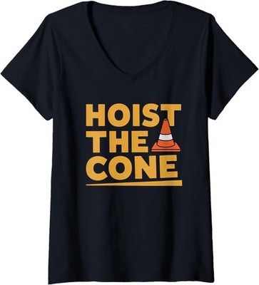 Hoist The Cone Pittsburgh,'' Traffic Cone Ladies' V-Neck Tshirt