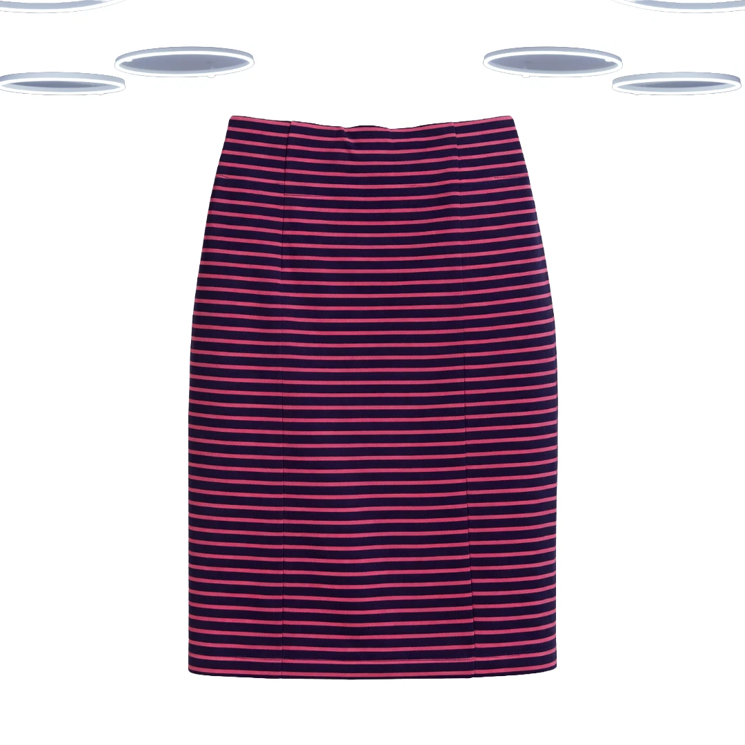 Ex Fat Face Women's Pencil Skirt - Stripe Textured Navy Mix