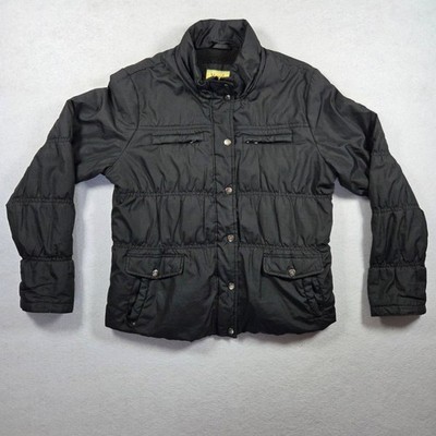 Maralyn & Me Womens XL Black Quilted Puffer Jacket Stand-Up Collar - Fast Ship