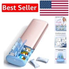 Elegant Rose Gold Pill Organizer: 14 Compartment Travel Case for Vitamins & Meds