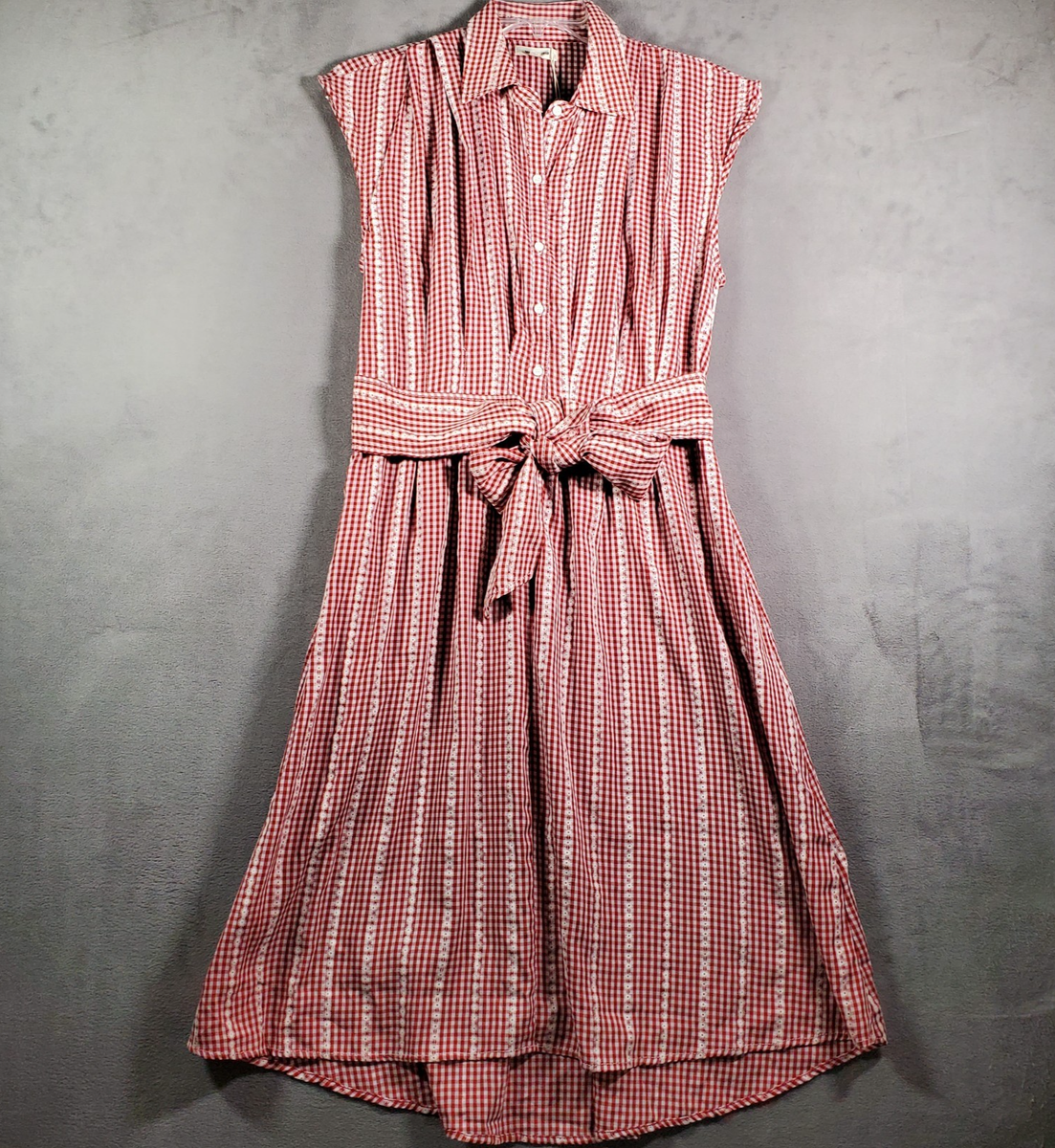 Max Studio Dress Womens L Red Gingham Check Button Front Cap Sleeve Cottage NEW | eBay Max Studio Dress Womens L Red Gingham Check Button Front Cap Sleeve Cottage NEW | eBay