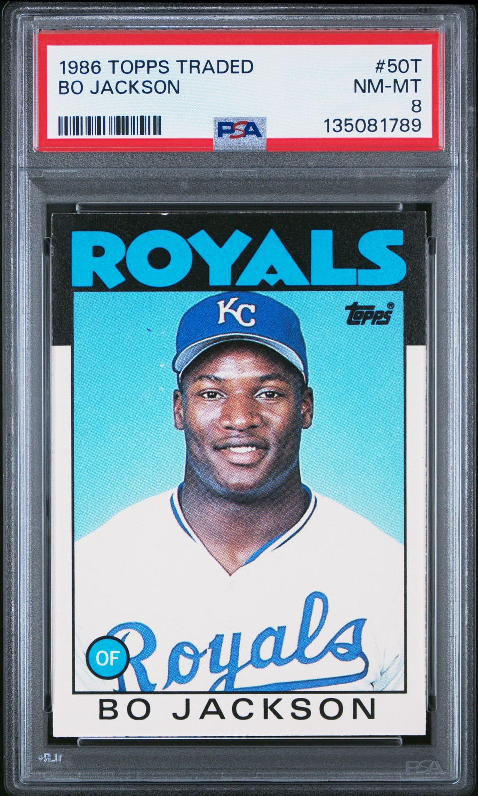 1986 TOPPS TRADED #50T BO JACKSON ROOKIE RC PSA 8
