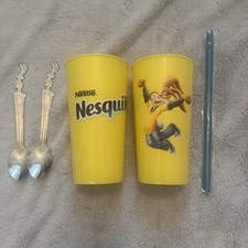 Nestlé Nesquik Quicky Bunny Cups & Spoons Set 90s Vintage Promo Advertising