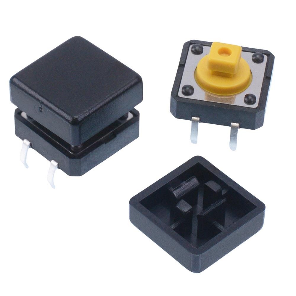 50pcs 12x12mm Momentary PCB Tactile Switch with Cap 7.3mm Height
