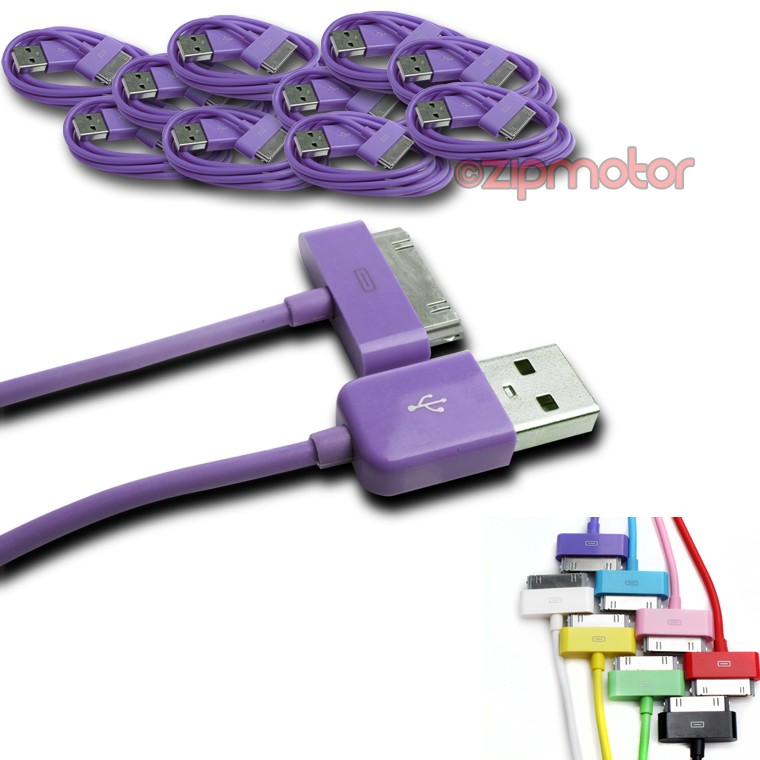 10 6FT USB DATA POWER CHARGER CABLE DOCK CONNECTOR APPLE IPAD IPHONE IPOD PURPLE