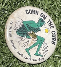 Vintage 1965 Corn on the Curb Festival Pinback Button Le Sueur MN Sweet Corn