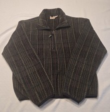 Vintage Woolrich Fleece Pullover Mens M 1/4 Zip Plaid Earth Tone Made In USA 90s