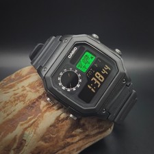 CASIO AE-1200WHD. Royale World Time Watch Mod. Green, Negative Display, Hydromod