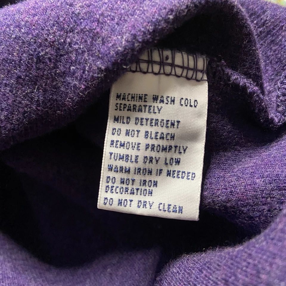 Polo Ralph Lauren Rib Knit Sweater 1/4 Zip Pullover Medium Purple 90s Vintage - Image 4 of 4