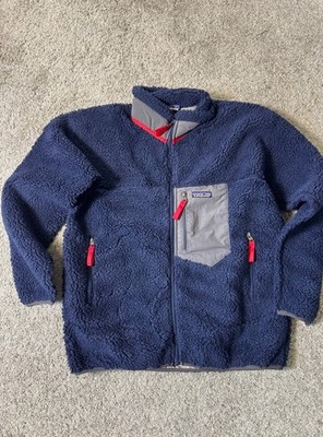 Patagonia Men s Full Zip Jacket Stand-Up Collar Blue/Gray/Red Size L