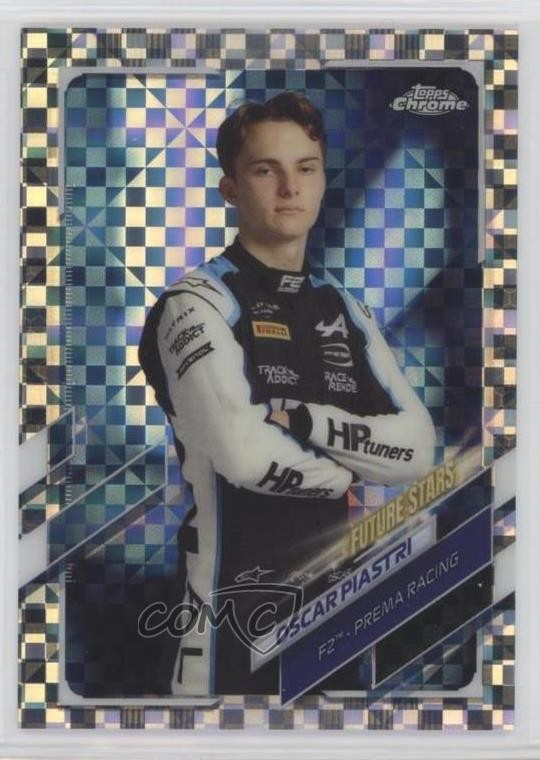 2021 Topps Chrome Formula 1 Checker Flag Refractor Oscar Piastri #59 ux8