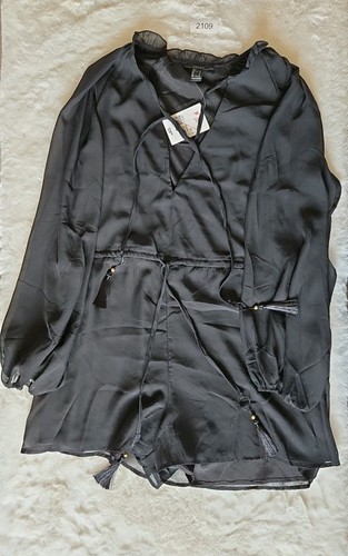 Damen-Strampler Forever 21 schwarz transparent Bauernärmel Größe Small - Bild 6 von 14