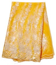 African Lace Fabric 5 Yards French Embroidered and Sequins Lace for Wedding, ...