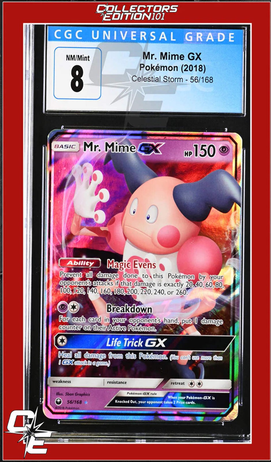 Celestial Storm Mr. Mime GX 56/168 Holo CGC 8