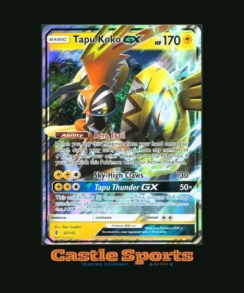 2017 TCG Pokemon Tapu Koko GX 47/145 Holo Guardians Rising Jumbo Oversized HP