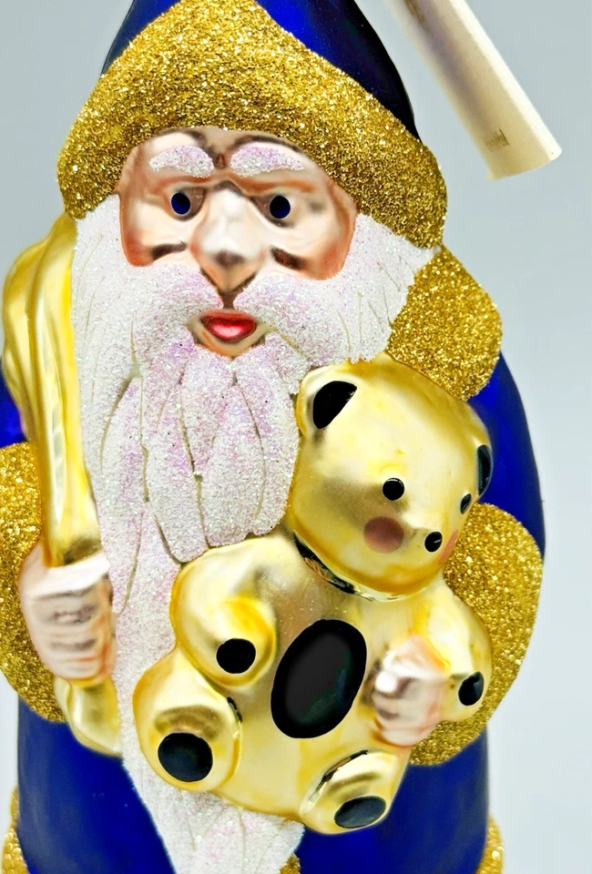 Patricia Breen Santa and Teddy Glass Christmas Ornament #9642 1996 6 inch - Image 2 of 4