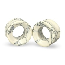 Howlite Stone Concave Double Flare Tunnels STN-683 set ear gauges PICK SIZE