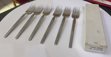 Vtg JH Bisby & Co Oneida 18/8 Stainless Steel Swirl 19cm Dinner Forks Cutlery
