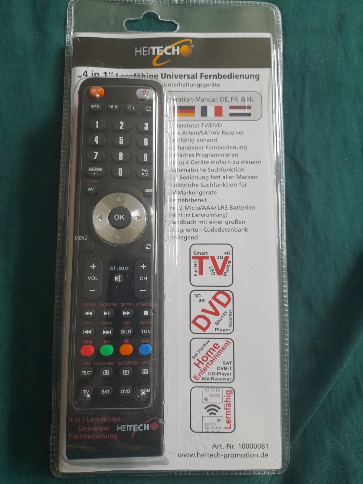 Heitech Universal Fernbedienung 4 In 1 Einstellen Deutsch Fernbedienung Universal 4in1 Neu OVP HeiTech | eBay