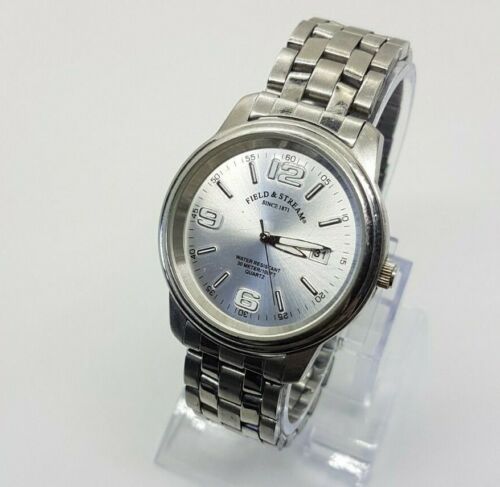 Field & Stream Luxus Silber Uhr Datumsuhr 39mm, Ultra Selten Vintage Uhren - Bild 1 von 9