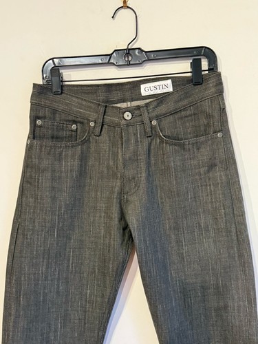NEW GUSTIN 382 Organic Charcoal Dye Japanese Selvedge Denim Jeans 30 x 34 Slim - Picture 4 of 7