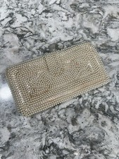 Vintage Bon Soir white beaded Pearl evening clutch purse