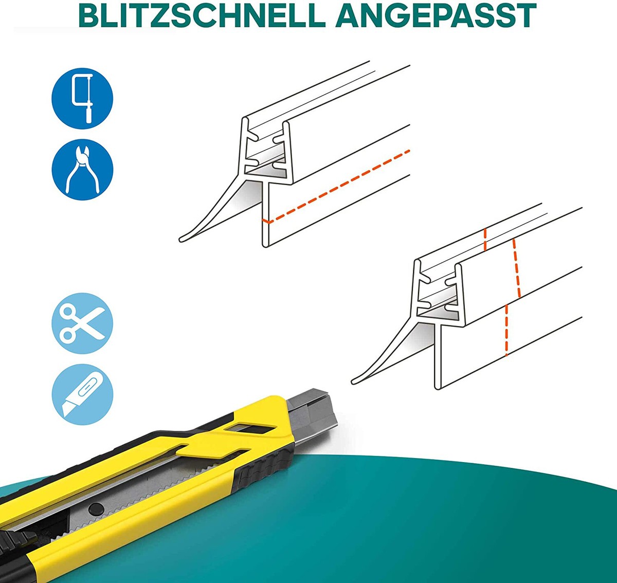 IMPTS Duschtür Dichtung, 8x100cm Duschdichtung Für 5mm, 6mm Glasdicke, Ersatzdichtung Duschkabine Wasserabweiser Schwallschutz Dichtkeder - Transparent