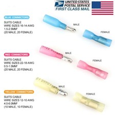 50-200x Heat Shrink Wire Connectors Male Female Bullet Crimp Terminals 22-10AWG