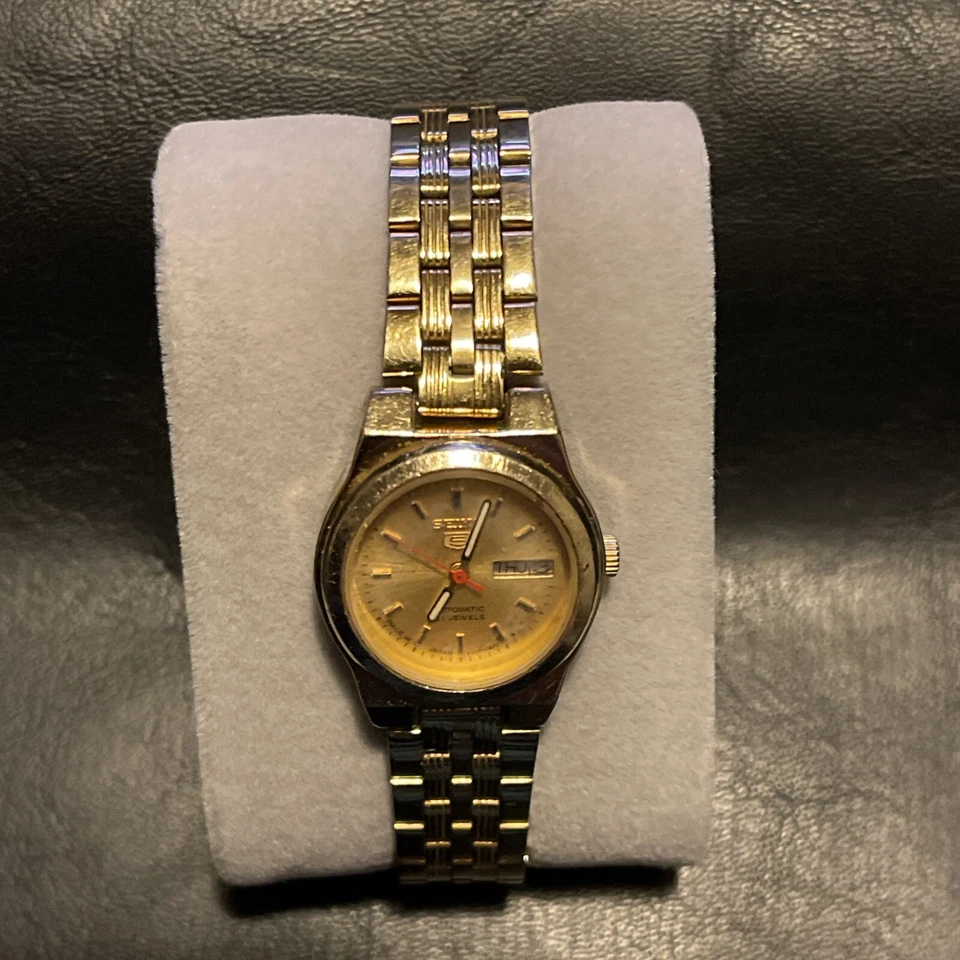 Reloj Seiko 5 Automático 21 Joyas Acero Inoxidable Color Dorado 24mm 4207-00P1 Foto 3 de 4