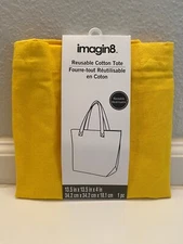 New Reusable Shopping Cotton Yellow Tote Bag 13.5" x 13.5" x 4" Decorative 1 pc