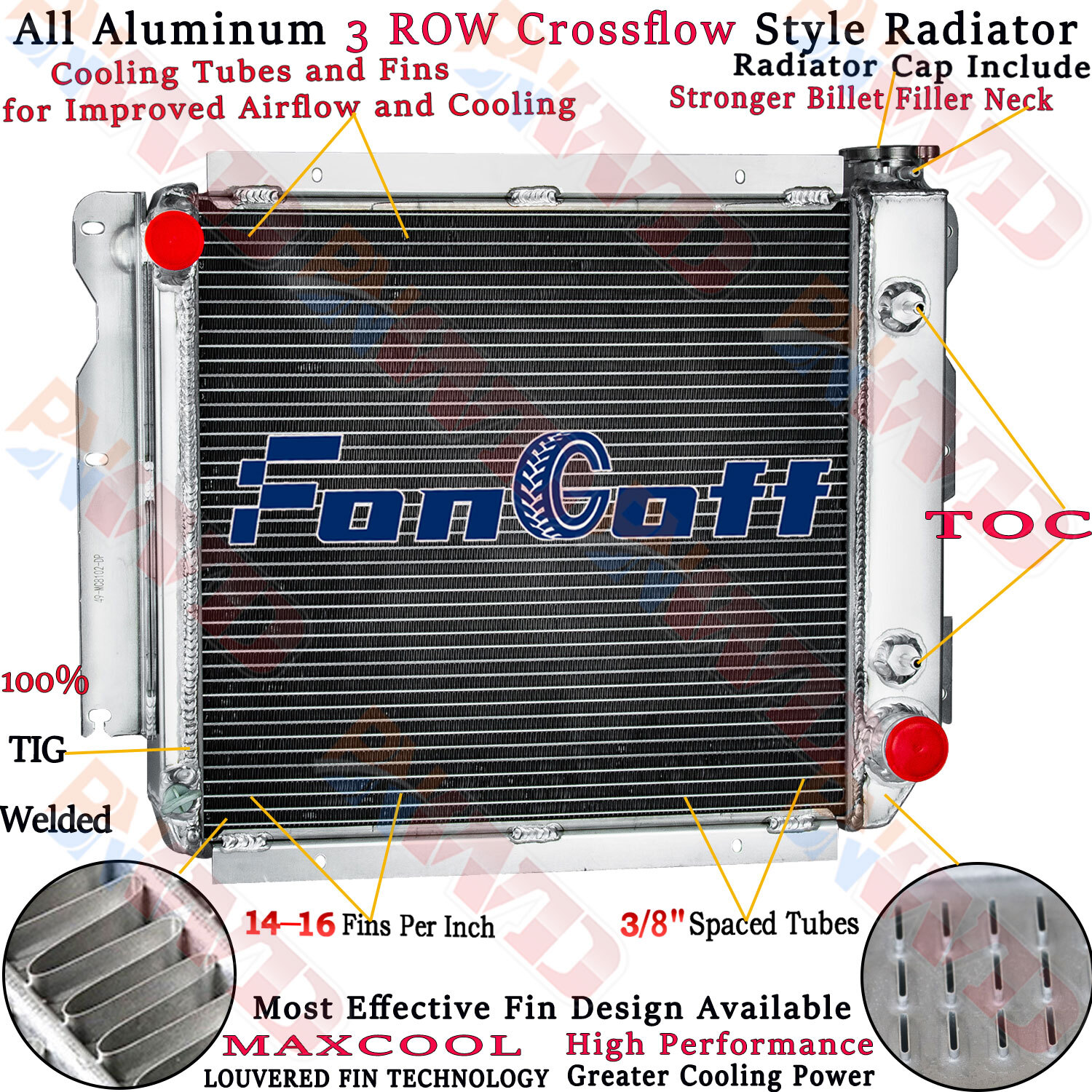 3 Row Radiator For 1987-06 Jeep Wrangler YJ TJ Chevy V8 Engine 2.5L 4.2L 4.0L thumbnail 2