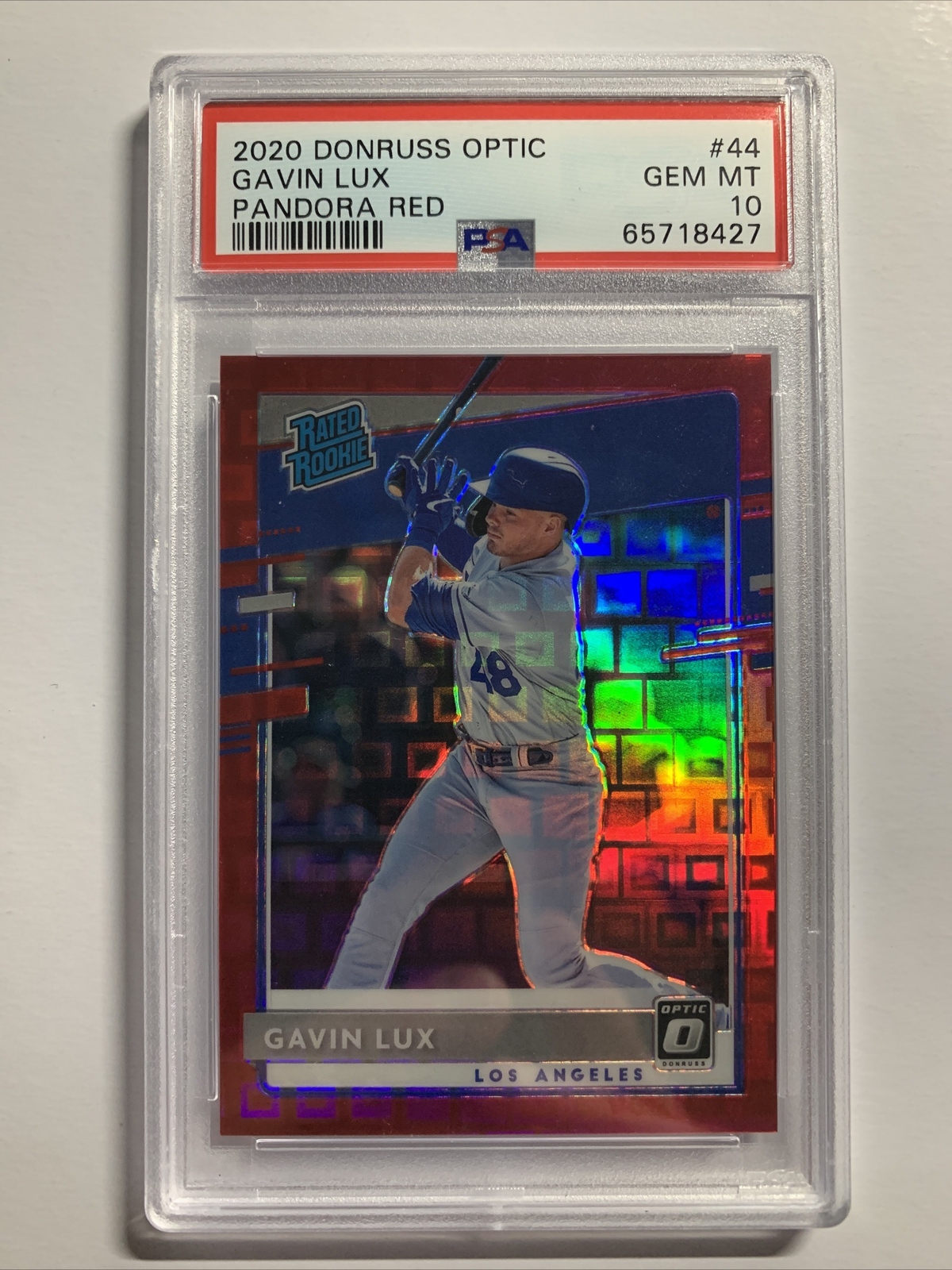 Gavin Lux 2020 Donruss Optic Red Pandora Prizm Rated Rookie 56/79 PSA 10 Gem Mint