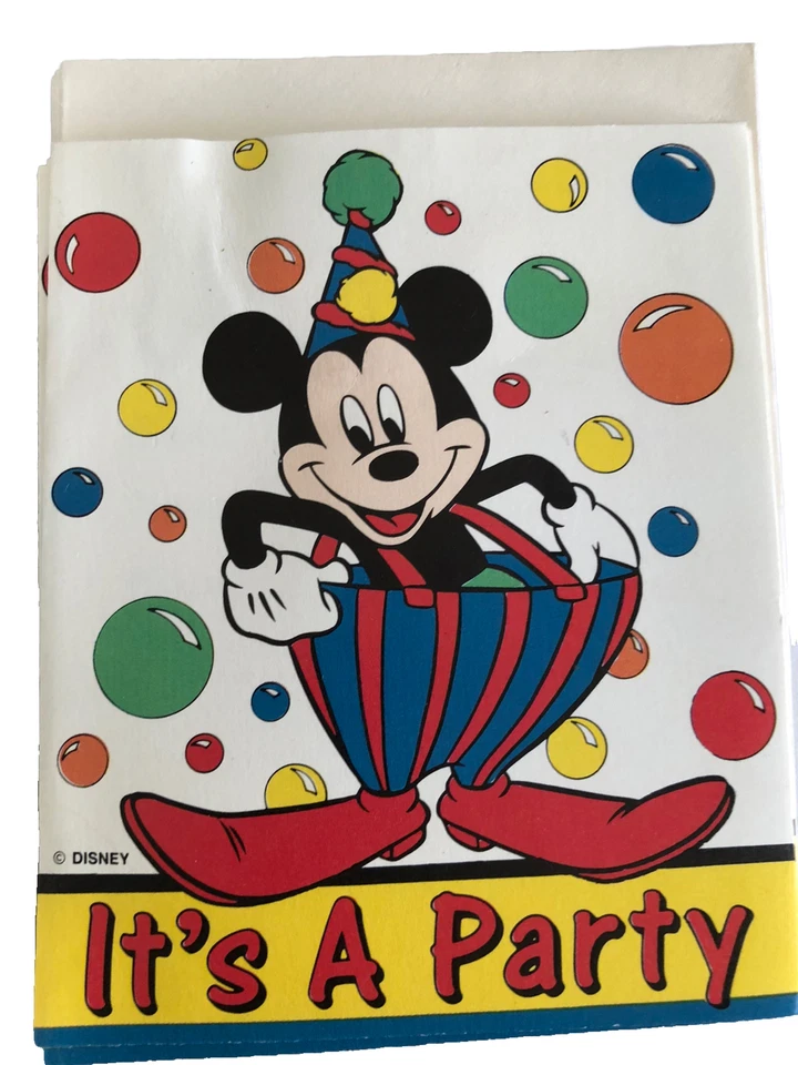 De colección Años 80 Disney Mickey Cumpleaños Fiesta Suministros Invitaciones Servilletas Mantel Foto 2 de 4