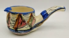Marmaca San Marino Ceramic Ashtray Vessel Pipe Shaped Hand Painted Sailboats Vtg